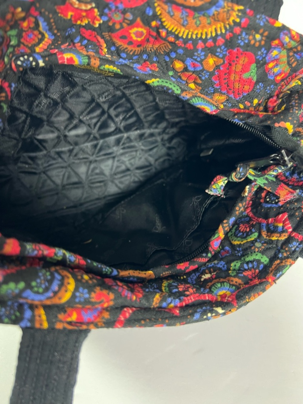 Donna Sharp quilted purse handbag Black paisley colorful midsize bag - Picture 8 of 8